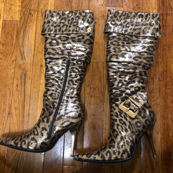Leopard Genuine leather boots size 5 - Picture 2 of 6